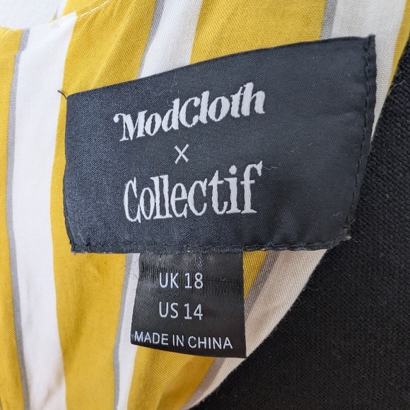 💘 Modcloth x Collectif London Jumpsuit Sz XL Yellow Set Sail Wide Leg Striped - Picture 5 of 6